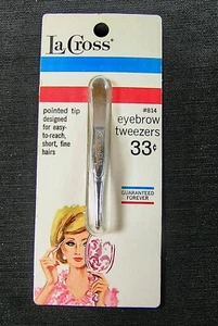 Vintage LaCross Augenbrauenpinzette, neu auf Karton - Bild 1 von 2