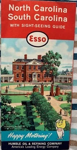 Vintage Esso Map of North Carolina & South Carolina with Sight-seeing Guide - Picture 1 of 3