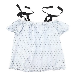 Motherhood Maternity Striped Off The Shoulder Tie Top Sz Medium Light Blue White - Picture 1 of 6