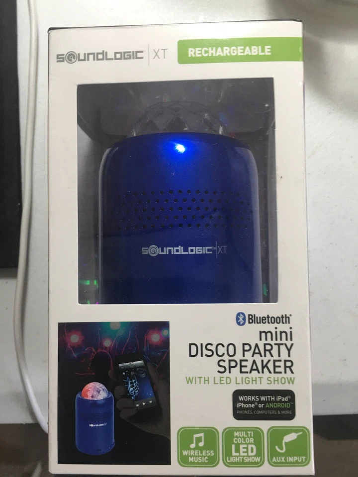 SoundLogic XT Bluetooth mini Disco Party Speaker Blue with LED Light Show - Image 1 of 1