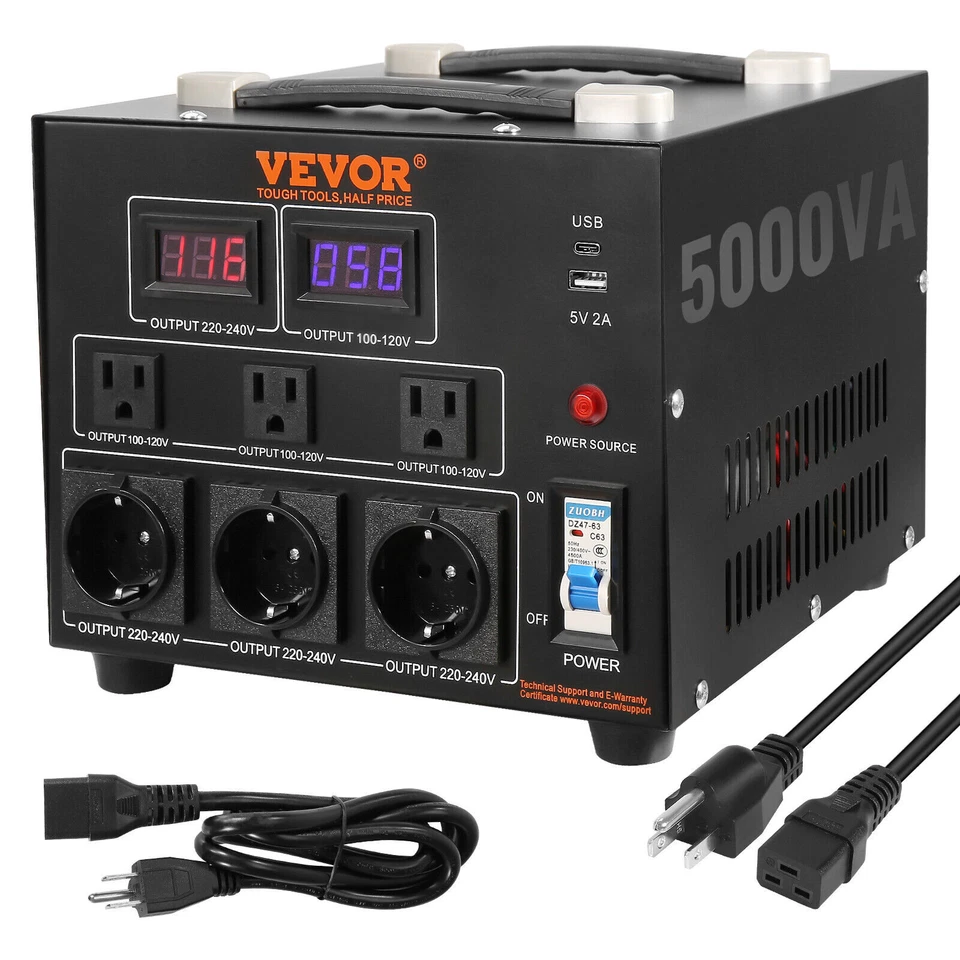 VEVOR SV-5000VA 5000W Voltage Converter Transformer - DYZHQ110V230VQLPQV1