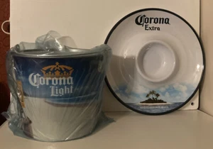Corona Light Beer Metal Ice Bucket and Corona Extra Snack Tray - Picture 1 of 10