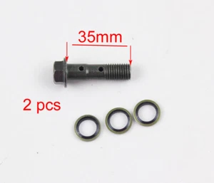 2pc Banjo Double Hole M10 X 1.25 Bolts and Gaskets Master Brake Cylinder Caliper - Imagen 1 de 2