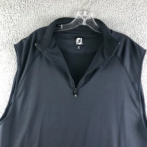 FJ Footjoy 1/4 Zip Vest Mens Large Black Performance Golf Nylon Spandex - Picture 1 of 9