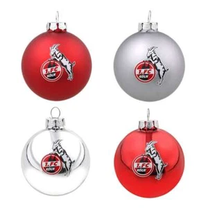 1. FC Köln Weihnachtskugeln 4er Set, silber/rot - Bild 1 von 2
