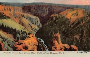 Postcard WY: Grand Canyon from Grand View, Yellowstone, Wyoming, Antique DB - Picture 1 of 3
