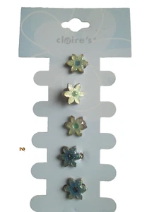 RARE Vintage 5 Claire's Hair Barrettes 90's Glittery 0.25" New - Picture 1 of 6