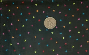 VINTAGE! COLORFUL MINI HEARTS/BLACK - FABRIC TRADITION - 1.5 YARDS - Picture 1 of 1