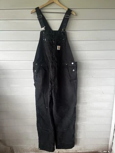 Carhartt Men’s Black XL SHORT Bib Overalls 3M Insulate - Picture 1 of 18