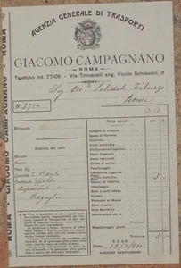 Factura Giacomo Campagnano Equipaje Bauli 1911 Transporte Roma Equipaje - Imagen 1 de 1