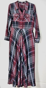 Soft Surroundings Damen Cabernet rot kariert Gayle Tartan Kleid mit Gürtel Gr. M - Bild 1 von 9