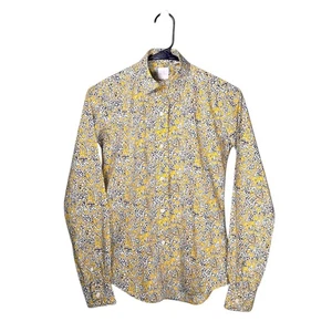 Ann Mashburn Damen Shirt XS gelb marine Blumen Paisley Baumwolle Knopfleiste Oberteil - Bild 1 von 8