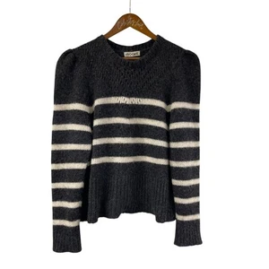 St. Roche Striped Knit Sweater Puff Shoulder Baby Alpaca Blend Large - Picture 1 of 7
