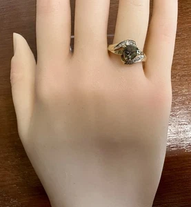 10k Gelbgold Trillionenförmiger mystischer Topas Diamant Akzent Ring Größe 6,75 - 7 - Bild 1 von 9