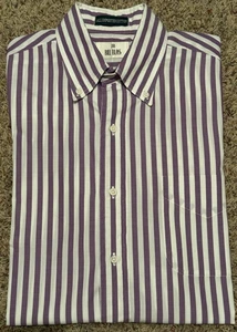 Vintage Bill Blass Oxford Shirt Striped Purple Mens 15.5 34 Long Sleeve USA - Picture 1 of 11