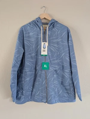 Chaqueta impermeable vintage para mujer con capucha gris azul al aire libre XL Foto 1 de 4
