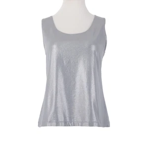 Chicos Top Sz M? Silver Metallic Sleeveless Pull Over Tank Top - Picture 1 of 11