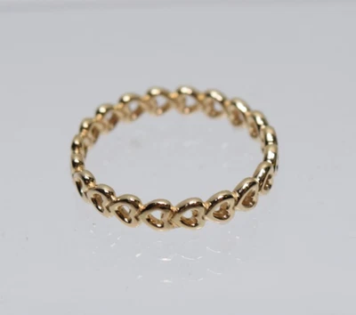 PANDORA Band Of Hearts 14k Yellow Gold Ring Band Size 6.75 - Image 1 of 4