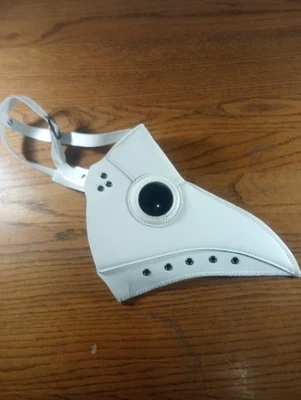 Máscara de pájaro nariz ancha larga Plague Doctor de cuero blanco Steampunk Foto 1 de 4