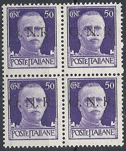 1944 RSI GNR BRESCIA I TIPO I TIRATURA 50 C QUARTINA VARIETà MNH ** - RSI222-6 - Picture 1 of 1