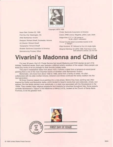 #9940 33c Madonna & Child Stamp #3355 - Souvenir Page - Picture 1 of 1