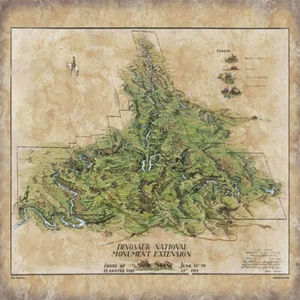Póster de Mapa de Monumento Nacional de Dinosaurio Impresión Arte Obras de Arte Decoración de Pared Hogar y Regalo - Imagen 1 de 2