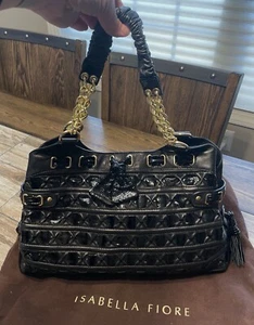ISABELLA FIORE BLACK LEATHER PINCH CELINE SHOULDER BAG - Picture 1 of 6