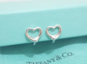Tiffany & Co. Sterling Silver Elsa Peretti Open Heart Screw backs Earrings - Picture 1 of 7
