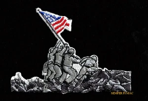 IWO JIMA FLAG RAISING HAT PATCH MILITARY US MARINES NAVY PIN UP FEB 23 1945 WW 2 - Picture 1 of 24