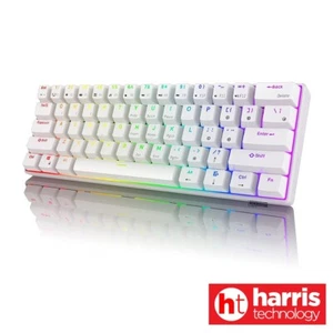Royal Kludge RK61 TriMode RGB Hot Swappable Mechanical Keyboard White Red Switch - Picture 1 of 32