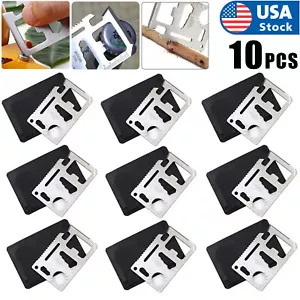 USA 10PCS 11-in-1 Multi Tool Credit Card Wallet Knife Pocket Survival Camping - Picture 1 of 12