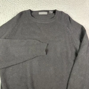 VINTAGE Grayson & Dunn 2 Ply Cashmere Sweater Mens L Black Crew Neck Pullover - Picture 1 of 9