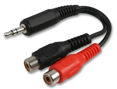 Adapter 3.5mm Stereo Jack Plug to 2 x RCA Phono Sockets Cable Splitter 10cm TRS - Image 1 of 3