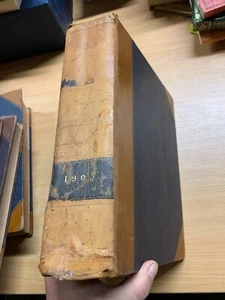 1905 PUNCH MAGAZINE BOUND VOLUMES HEAVY 2.9kg LEATHER ANTIQUE BOOK (P14) - Picture 1 of 21