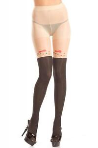 sexy BE WICKED sheer KITTY cat KITTEN say hello TWO-TONE PANTYHOSE nylons TIGHTS
