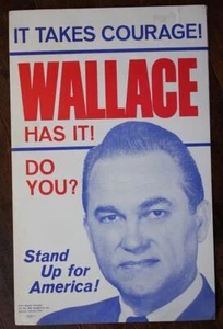1968 Alabama Governor George Wallace for President RWB cardboard poster SCARCE-- - Picture 1 of 1