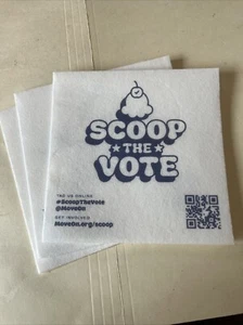 Servilletas Ben & Jerry’s Scoop The Vote Move On.Org RALLY DE VOTACIÓN Swag HELADO - Imagen 1 de 5