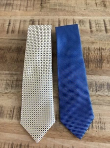 Izod Men's Set of 2 100% Silk Ties GOLD Blue SHARP! - Picture 1 of 12
