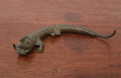 古董爬行动物蜥蜴壁虎雕像复古家庭花园装饰雕塑罕见旧 — 第 1/4 张图片