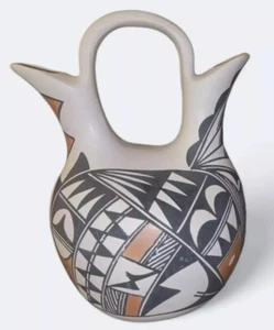 Traditional Acoma Pueblo Native Pottery WEDDING VASE - VINTAGE - 10" - Picture 1 of 16