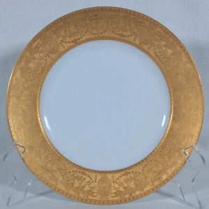ANTIQUE THOMAS PORCELAIN C K JONES GOLD ENCRUSTED DINNER PLATE 10 3/4" DIAMETER - Picture 1 of 7