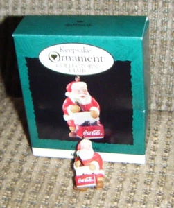 1993 MINI COOL SANTA ORNAMENT Hallmark Miniature Coca Cola Coke Keepsake Club - Picture 1 of 1