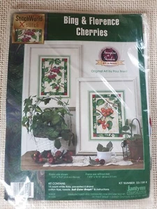 KIT PUNTO DE CRUZ JANLYNN STITCH WORLD BING & FLORENCE CHERRIES, SELLADO - Imagen 1 de 3