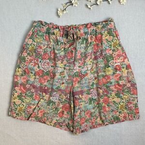 Vintage 90's KAREN SCOTT Floral Mom Shorts Size 12 Hi Rise Tie Waist 100% Cotton
