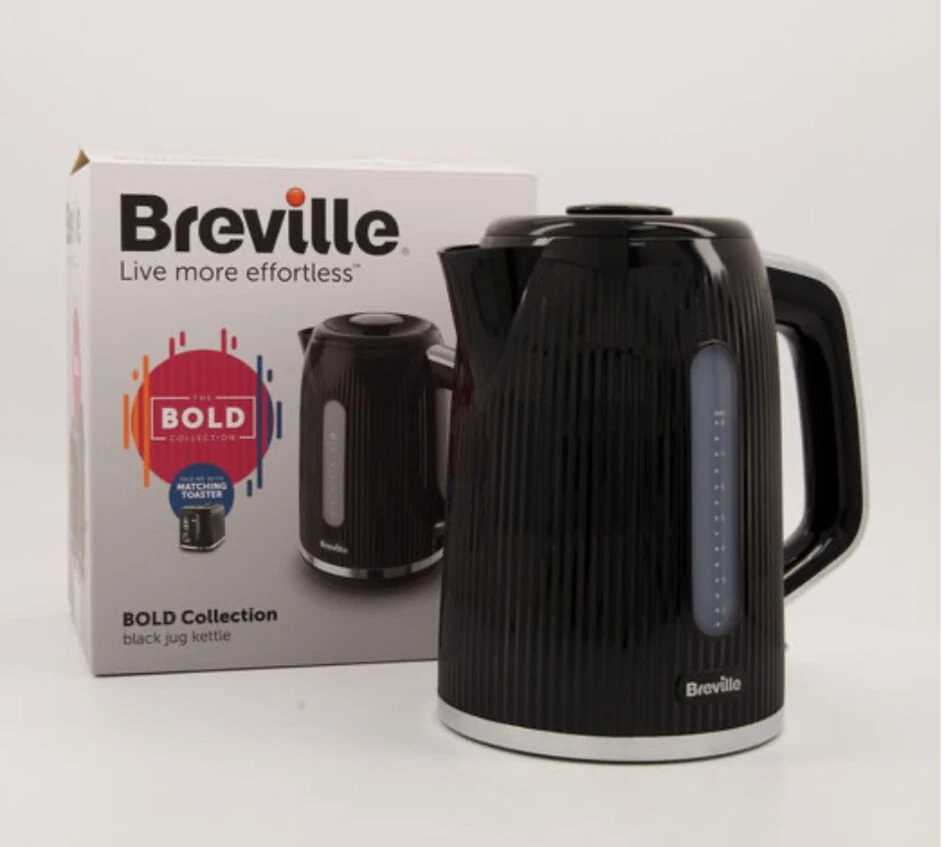 Breville Bold Kettle Black 1.7L 3kW Fast Boil Silver Chrome - Image 1 of 1