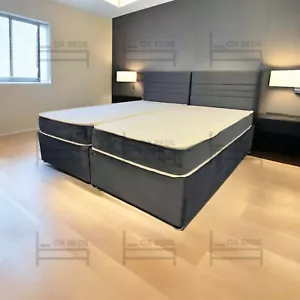 Zip & Link Divan Bed Set – Plush Fabric – King / Super King – Ideal for Airbnb & - Picture 1 of 27