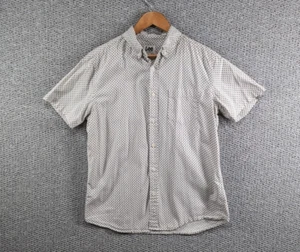 LEE Premium Herren weiß kurzärmelig Baumwolle Stretch Freizeit Button Down Shirt - M - Bild 1 von 13