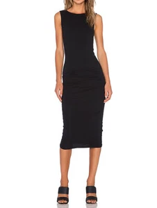 James Perse NWT Sleeveless Jersey High Neck Ruched Midi Sheath Dress Size 1 NEW - Picture 1 of 4