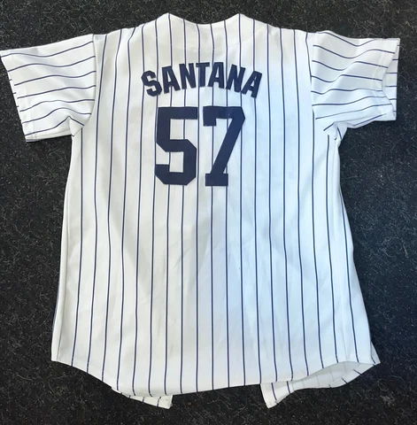 Vintage Majestic Minnesota Twins Jersey #57 Johan Santana White Pinstripe Size L Cover