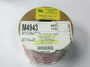 5 metri (5M)-Manhattan/CDT M4943 28AWG Filo TFE Cooper placcato a slitta - Rosso - Foto 1 di 6